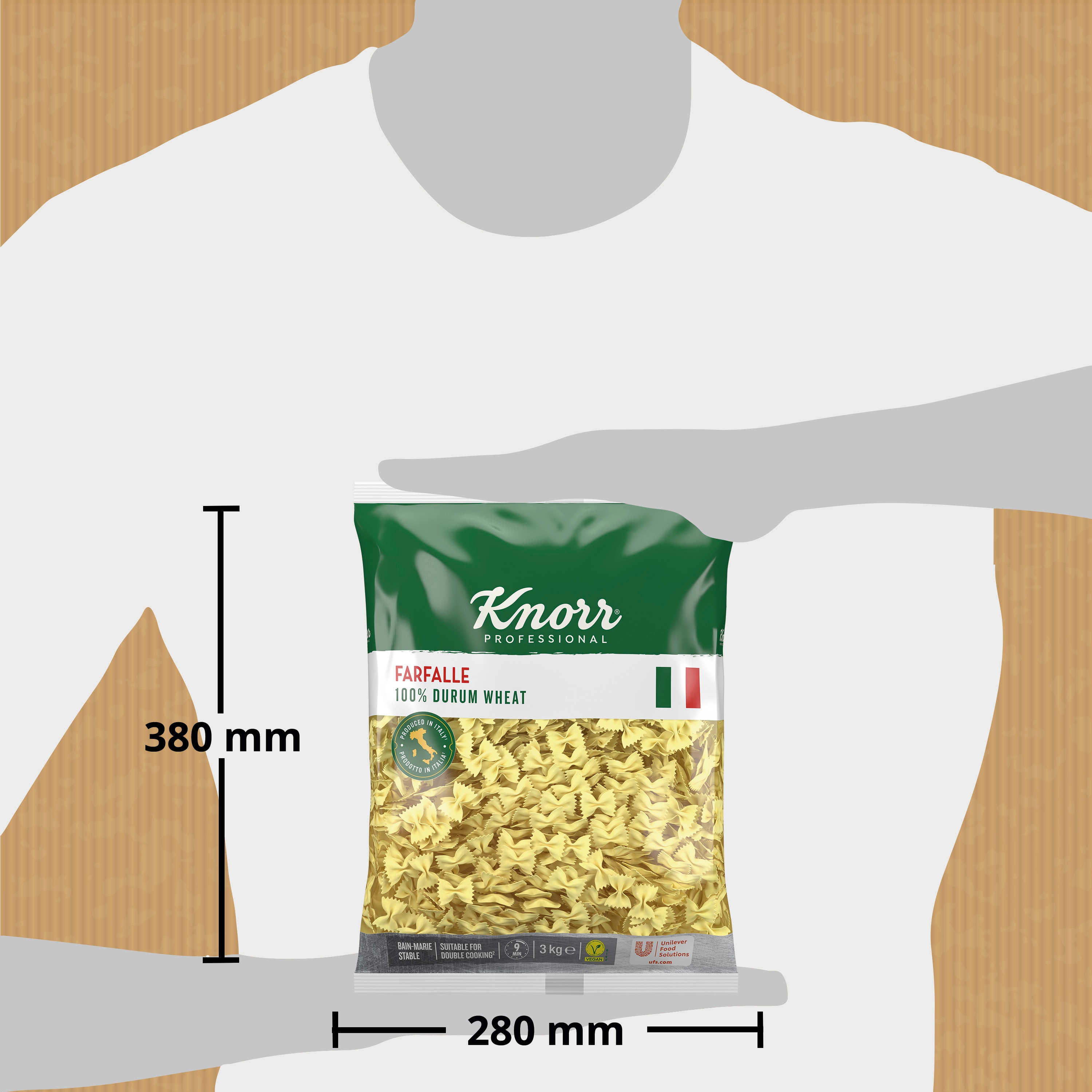 Knorr Pasta Farfalle 4x3kg - La gama de Pasta de Knorr Professional te inspira a crear platos con personalidad, gracias a sus formas auténticas y diversas.